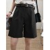 Solid Loose Pocket Wide Leg Casual Women Shorts