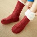 Women Warm Winter Outdoor Solid Color Plus Velvet Thicken Home Sleep Socks Tube Socks