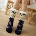 Women Warm Winter Outdoor Christmas Style Snowflake Pattern Plus Velvet Thicken Home Sleep Socks Tube Socks