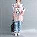 diy pink print cotton clothes For Women Vintage Photography o neck cotton tops