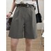 Solid Loose Pocket Wide Leg Casual Women Shorts