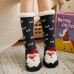 Women Warm Winter Outdoor Christmas Style Santa Claus Elk Pattern Plus Velvet Thicken Home Sleep Socks Tube Socks