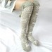 Women Cotton Christmas Festive Elk Pattern Warm Leggings Over Knee Stockings With Fluff