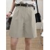 Solid Loose Pocket Wide Leg Casual Women Shorts