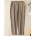 Solid Pocket Elastic Waist Casual Harem Pants For Women