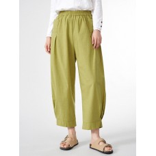 Women Solid Dual Pocket Elastic Waist Wide Leg Pants