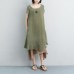 brief cotton gown plus size clothing False Two-piece Short Sleeve Green Plain Dress