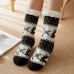 Women Warm Winter Outdoor Christmas Style Elk Snowflake Pattern Plus Velvet Thicken Home Sleep Socks Tube Socks